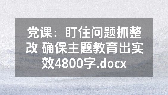 党课：盯住问题抓整改 确保主题教育出实效4800字.docx