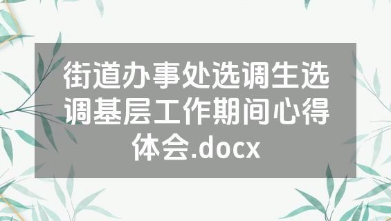 街道办事处选调生选调基层工作期间心得体会.docx