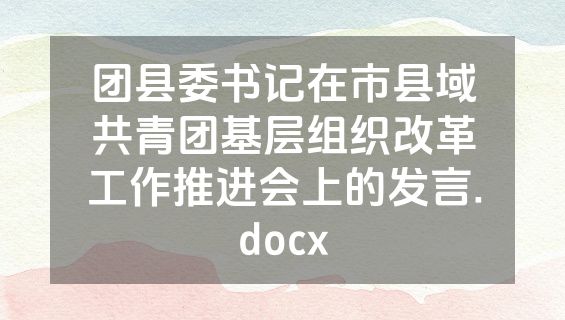 团县委书记在市县域共青团基层组织改革工作推进会上的发言.docx