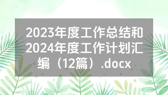 2023年度工作总结和2024年度工作计划汇编（12篇）.docx