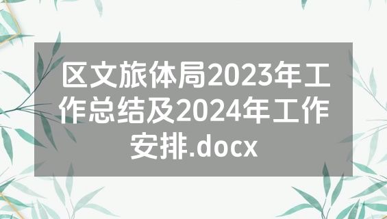 区文旅体局2023年工作总结及2024年工作安排.docx