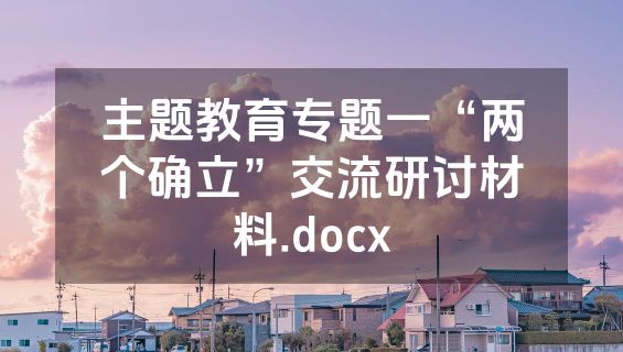 主题教育专题一“两个确立”交流研讨材料.docx