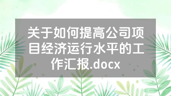 关于如何提高公司项目经济运行水平的工作汇报.docx
