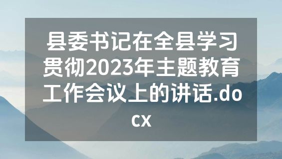 县委书记在全县学习贯彻2023年主题教育工作会议上的讲话.docx
