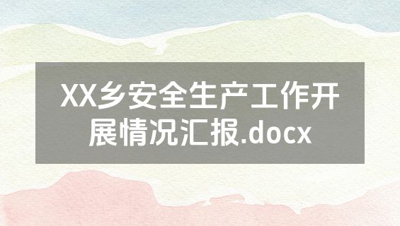 XX乡安全生产工作开展情况汇报.docx