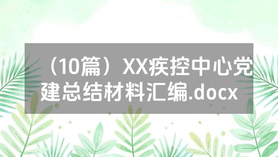 （10篇）XX疾控中心党建总结材料汇编.docx