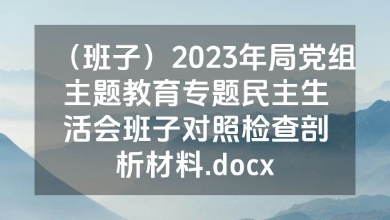 （班子）2023年局党组主题教育专题民主生活会班子对照检查剖析材料.docx