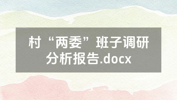 村“两委”班子调研分析报告.docx