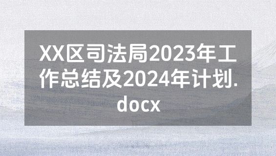 XX区司法局2023年工作总结及2024年计划.docx