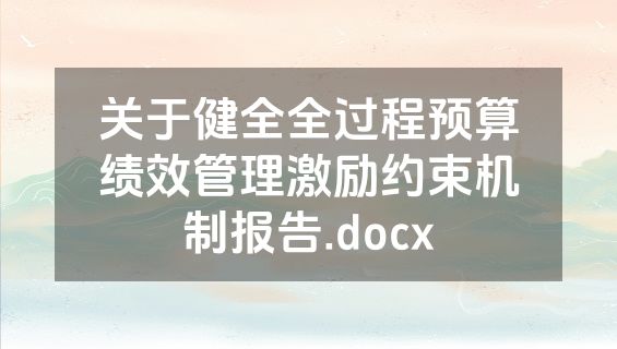 关于健全全过程预算绩效管理激励约束机制报告.docx