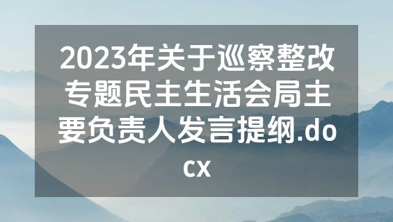 2023年关于巡察整改专题民主生活会局主要负责人发言提纲.docx
