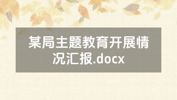某局主题教育开展情况汇报.docx