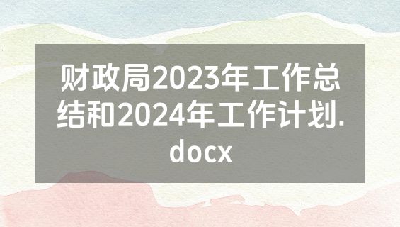 财政局2023年工作总结和2024年工作计划.docx