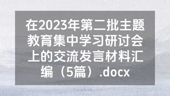 在2023年第二批主题教育集中学习研讨会上的交流发言材料汇编（5篇）.docx