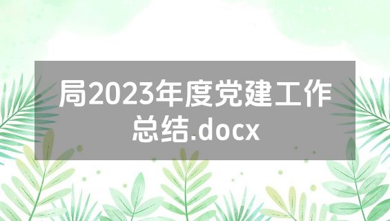 局2023年度党建工作总结.docx
