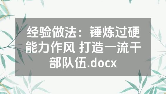 经验做法：锤炼过硬能力作风 打造一流干部队伍.docx