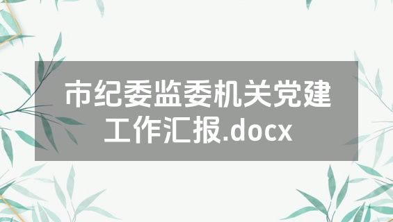 市纪委监委机关党建工作汇报.docx