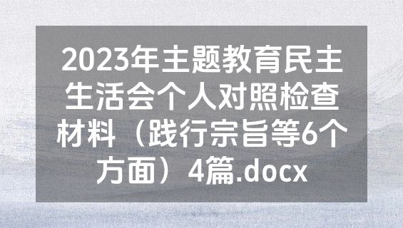 2023年主题教育民主生活会个人对照检查材料（践行宗旨等6个方面）4篇.docx