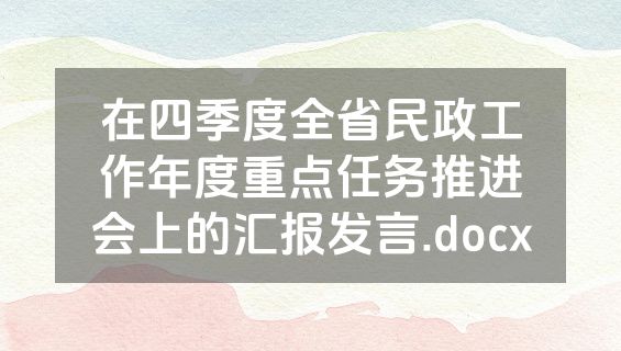 在四季度全省民政工作年度重点任务推进会上的汇报发言.docx