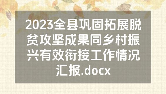 2023全县巩固拓展脱贫攻坚成果同乡村振兴有效衔接工作情况汇报.docx