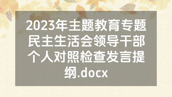 2023年主题教育专题民主生活会领导干部个人对照检查发言提纲.docx