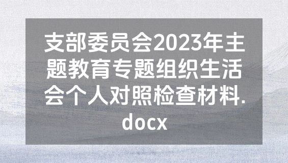 支部委员会2023年主题教育专题组织生活会个人对照检查材料.docx