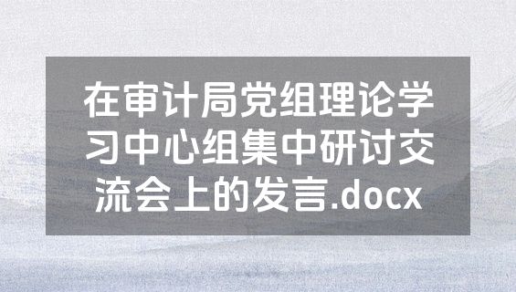 在审计局党组理论学习中心组集中研讨交流会上的发言.docx