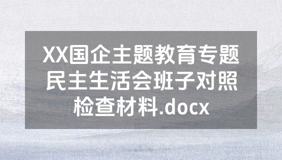 XX国企主题教育专题民主生活会班子对照检查材料.docx
