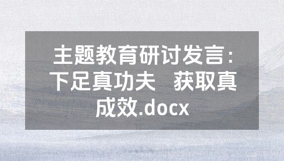 主题教育研讨发言：下足真功夫   获取真成效.docx