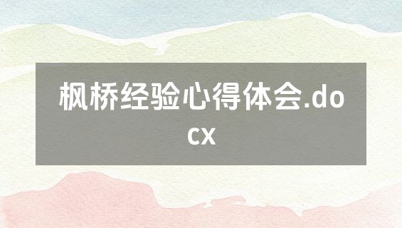 枫桥经验心得体会.docx