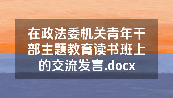 在政法委机关青年干部主题教育读书班上的交流发言.docx