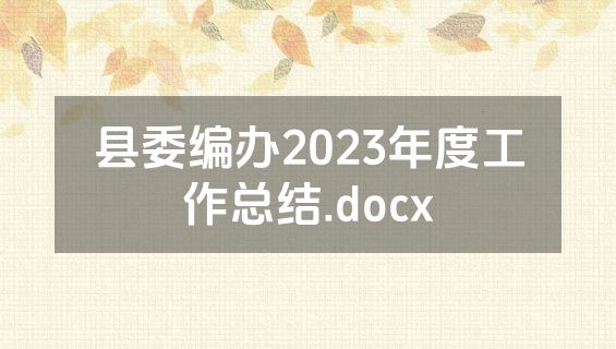 县委编办2023年度工作总结.docx