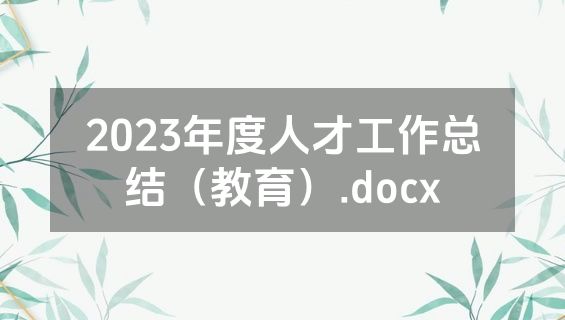 2023年度人才工作总结（教育）.docx