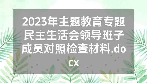 2023年主题教育专题民主生活会领导班子成员对照检查材料.docx
