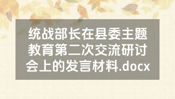 统战部长在县委主题教育第二次交流研讨会上的发言材料.docx