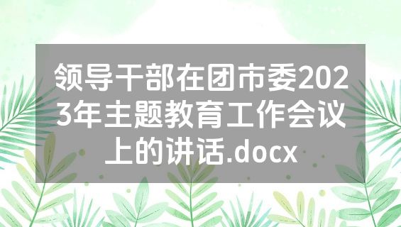 领导干部在团市委2023年主题教育工作会议上的讲话.docx