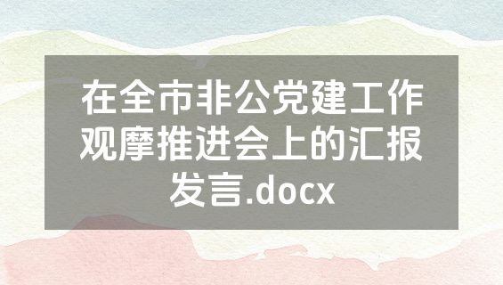 在全市非公党建工作观摩推进会上的汇报发言.docx