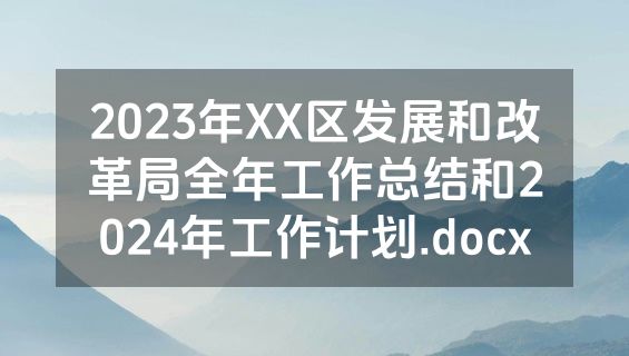 2023年XX区发展和改革局全年工作总结和2024年工作计划.docx