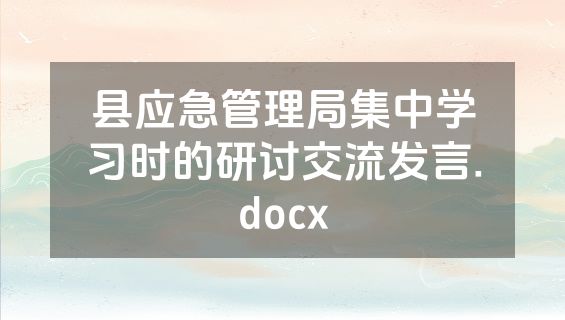 县应急管理局集中学习时的研讨交流发言.docx