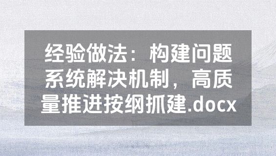 经验做法：构建问题系统解决机制，高质量推进按纲抓建.docx