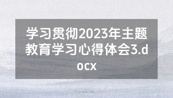 学习贯彻2023年主题教育学习心得体会3.docx