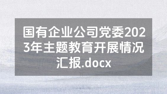 国有企业公司党委2023年主题教育开展情况汇报.docx