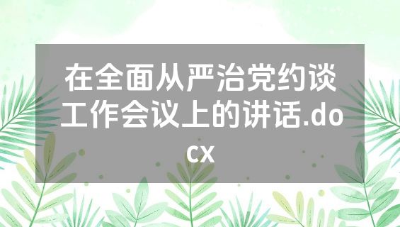 在全面从严治党约谈工作会议上的讲话.docx