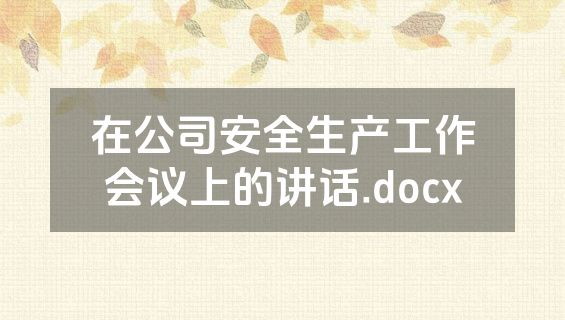 在公司安全生产工作会议上的讲话.docx