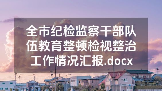 全市纪检监察干部队伍教育整顿检视整治工作情况汇报.docx