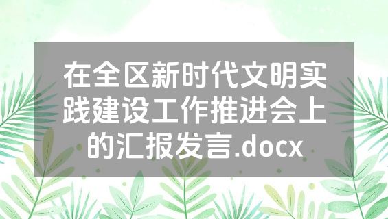在全区新时代文明实践建设工作推进会上的汇报发言.docx