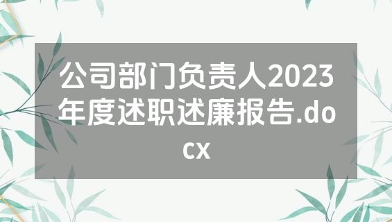 公司部门负责人2023年度述职述廉报告.docx