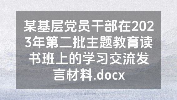 某基层党员干部在2023年第二批主题教育读书班上的学习交流发言材料.docx