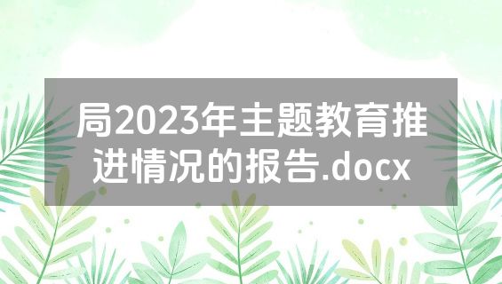 局2023年主题教育推进情况的报告.docx