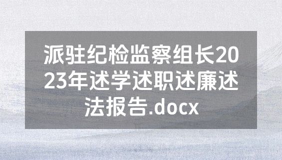 派驻纪检监察组长2023年述学述职述廉述法报告.docx